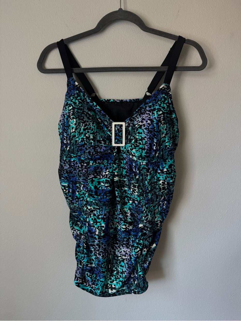 Delta‎ Burke Womens 18W Tankini Swim Top Blue Ruched Adjustable Strap